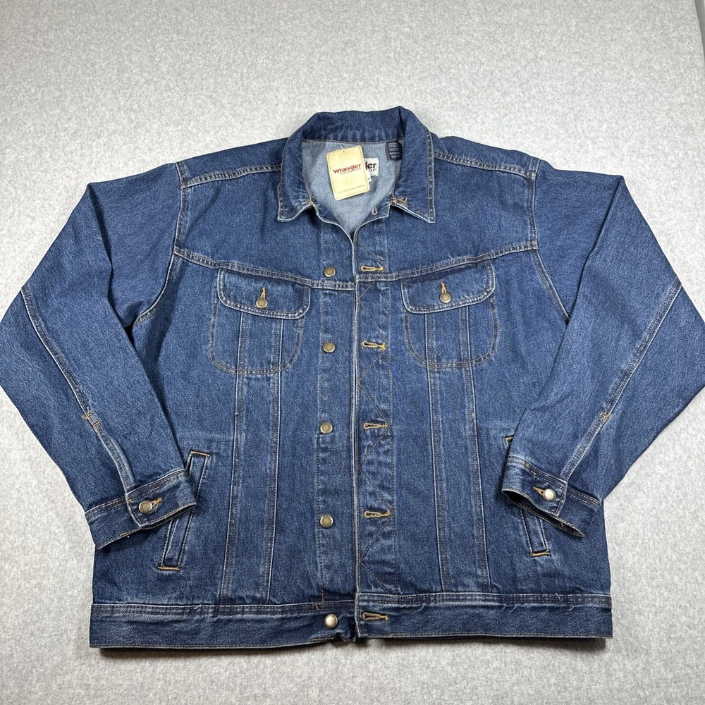 Wrangler Rugged Wear Denim Rancher Trucker Work Jean Jacket Men's 2XT NWT